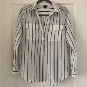 Long sleeve cream and black stripes blouse